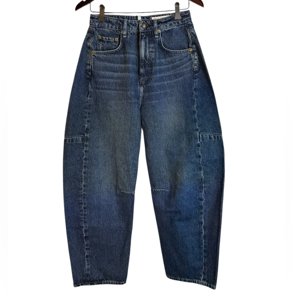 Rag & Bone Blue High-Rise Wide-Leg Jeans The Shea Barrel - Picture 8 of 10